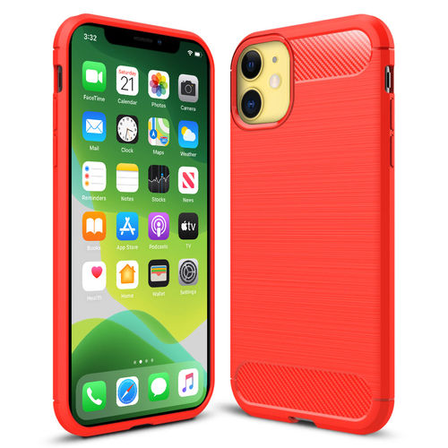 Flexi Slim Carbon Fibre Case for Apple iPhone 11 - Brushed Red